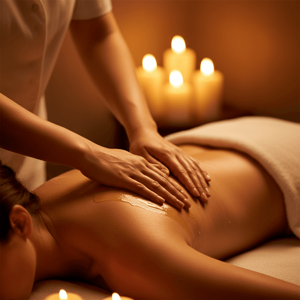 Thai massage oil treatment on back and shoulders