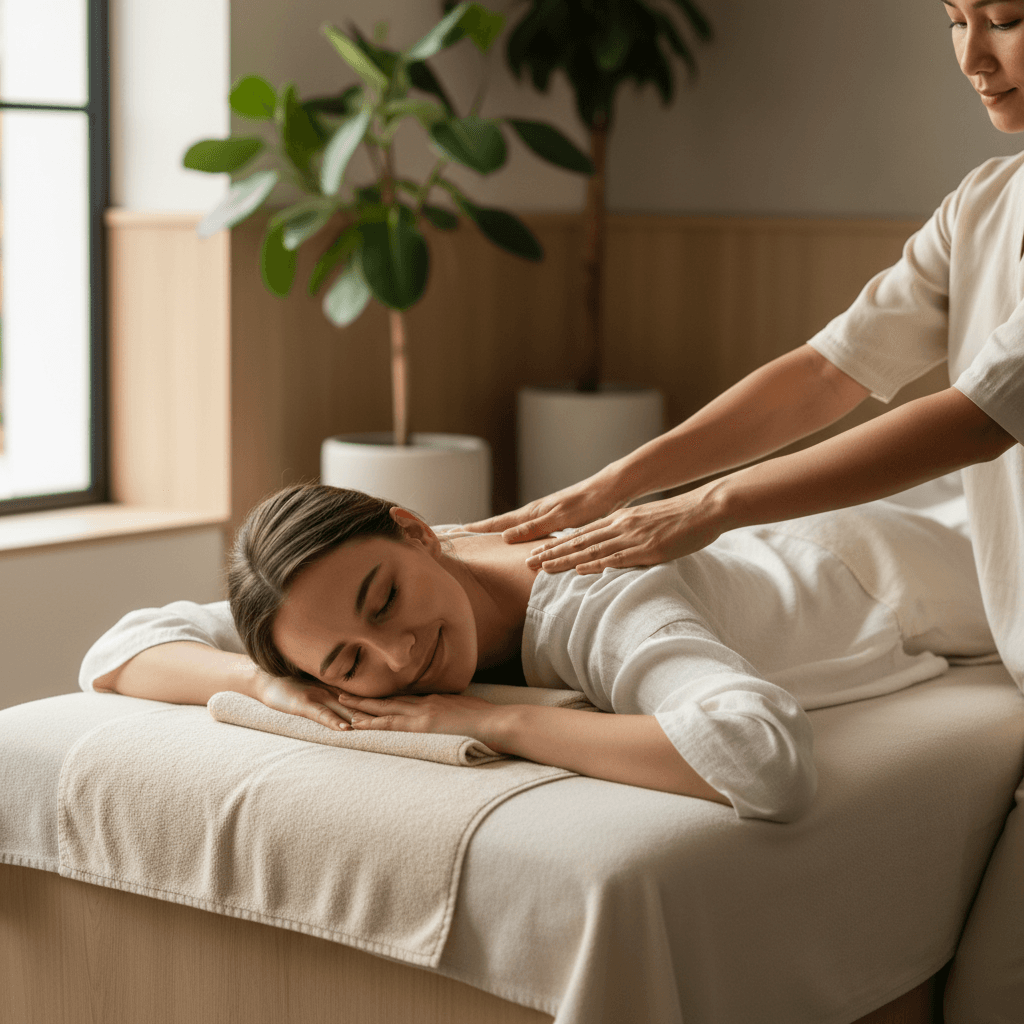 Client receiving traditional Thai massage