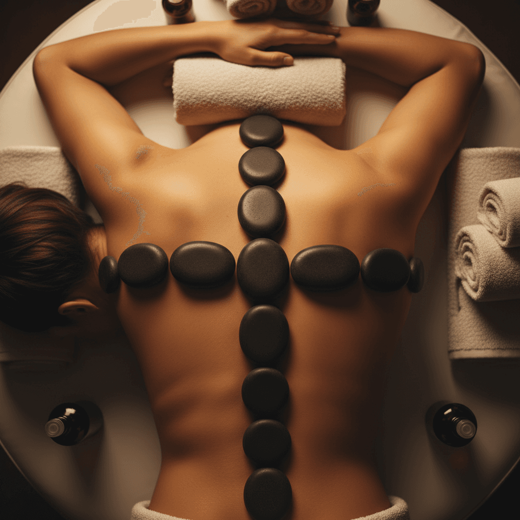Hot stone massage therapy setup